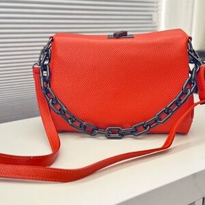 Viola Castellani Orange Elegant Leather Crossbody Bag